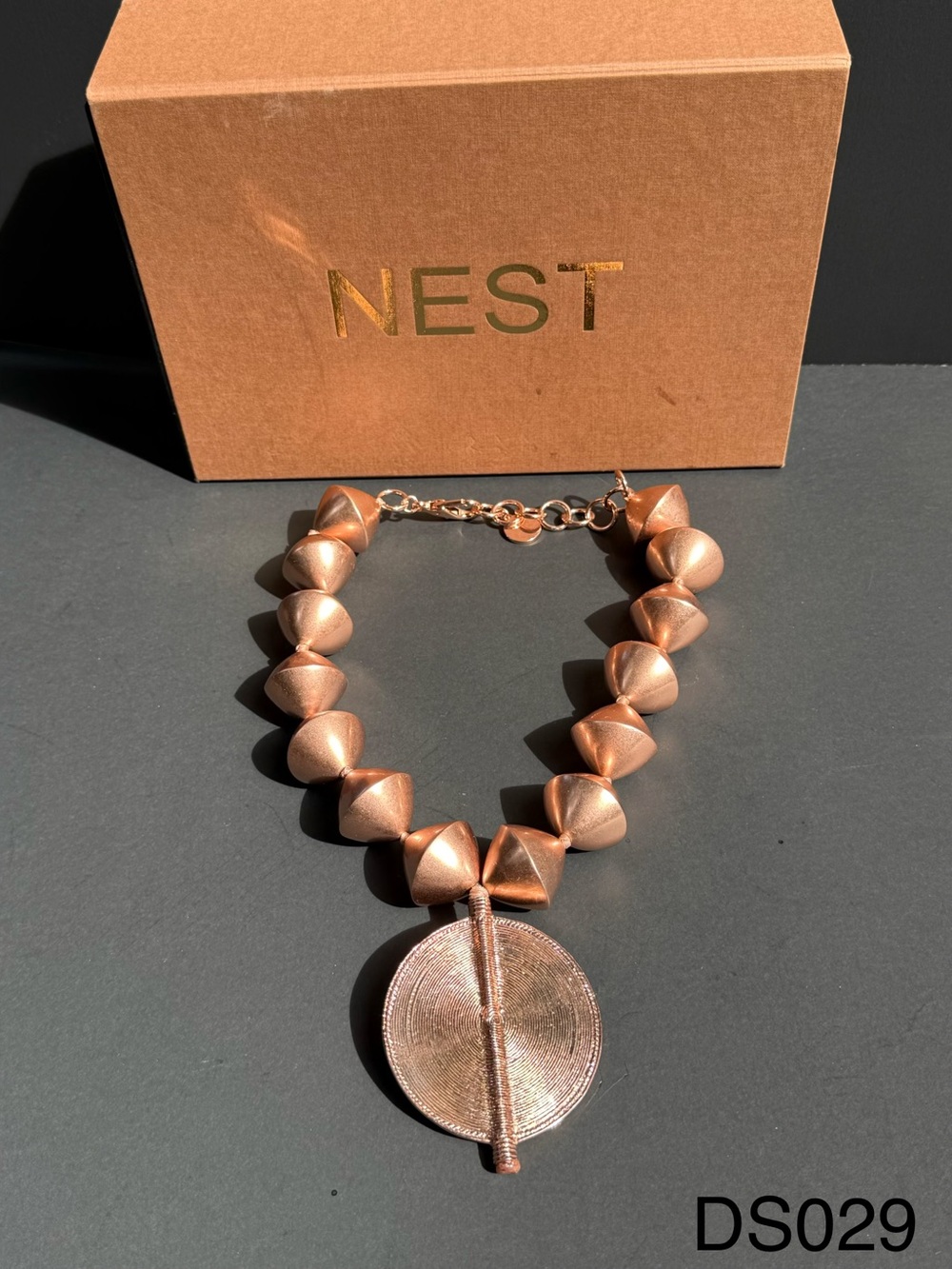 NEST Rose Gold African Pendant Statement Necklace